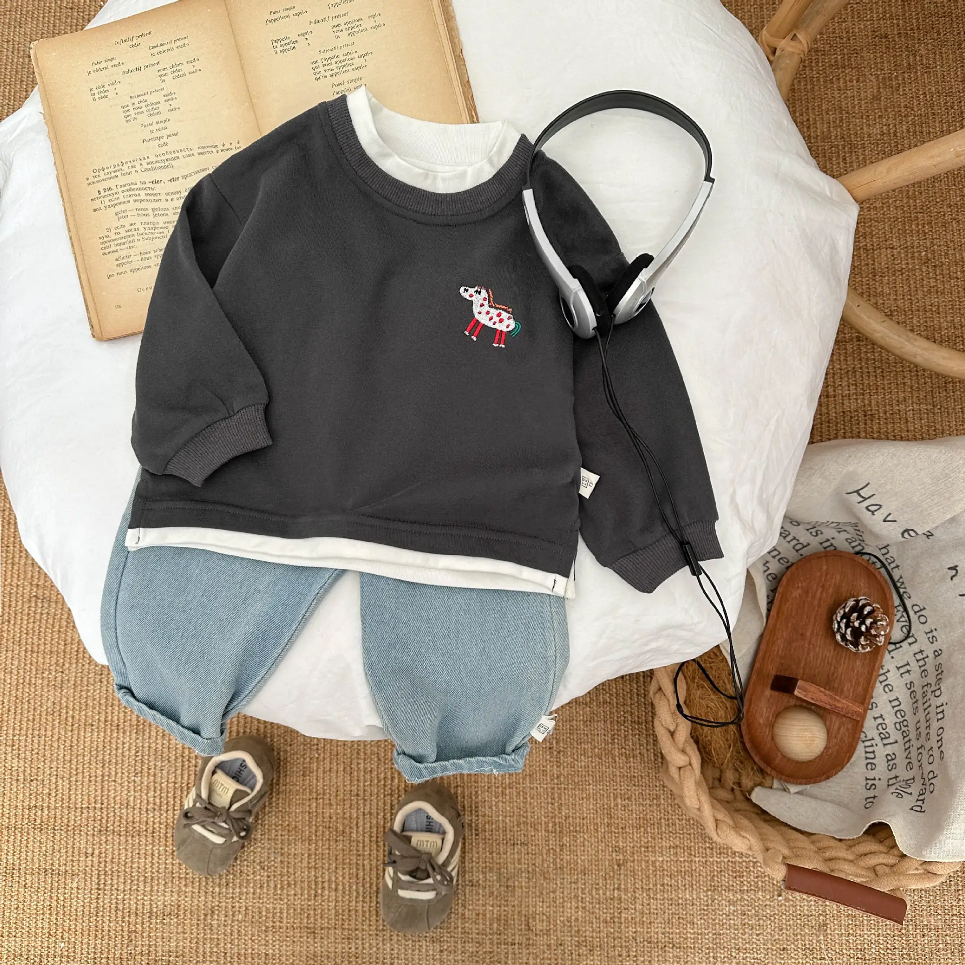 Boy's Black Cotton Long Sleeve Sweater 2025 - Image 6