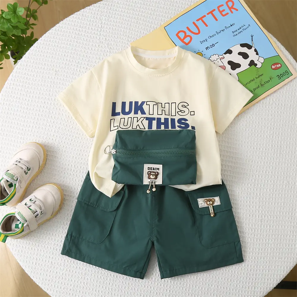 Boys Summer 2-5Yr English Pocket T-Shirt Shorts Set - Image 5