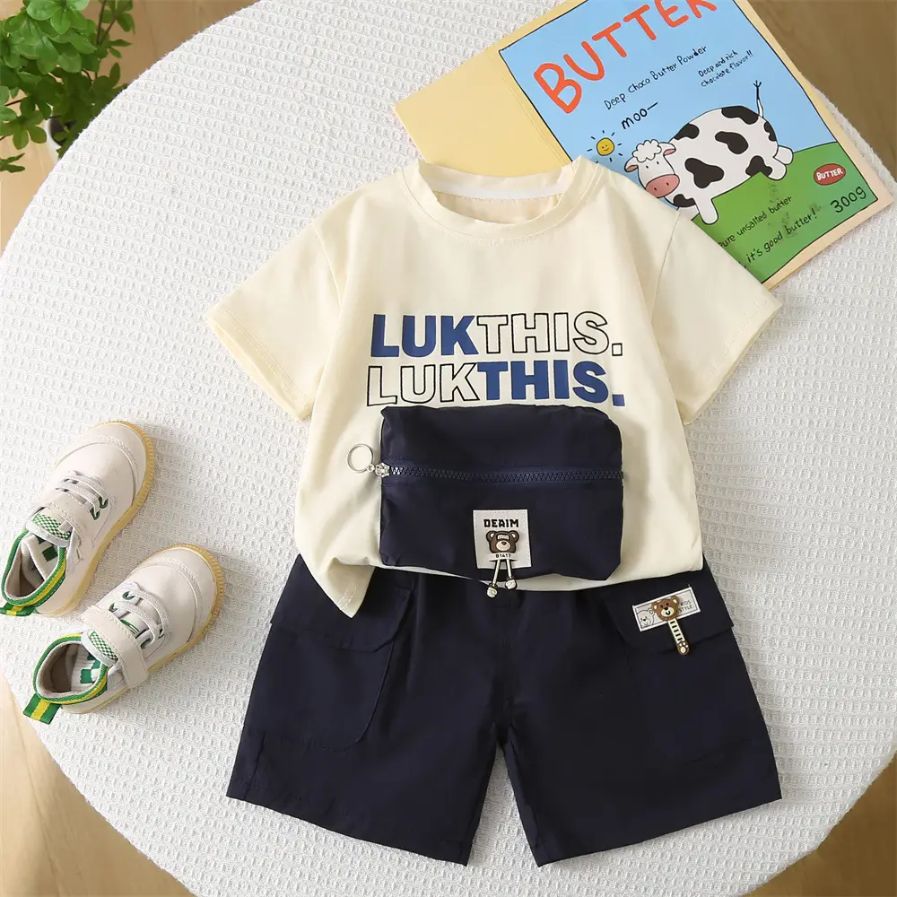 Boys Summer 2-5Yr English Pocket T-Shirt Shorts Set — feature 3