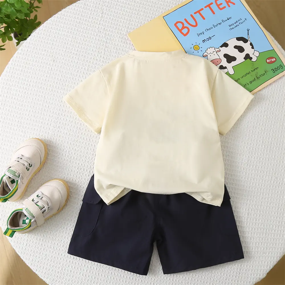 Boys Summer 2-5Yr English Pocket T-Shirt Shorts Set — feature 4