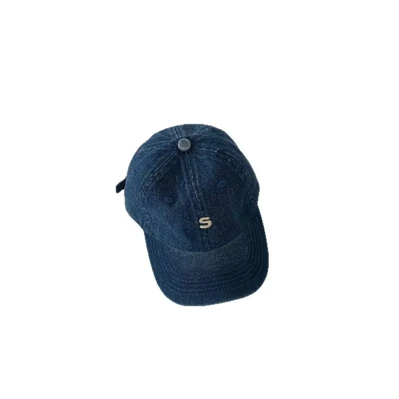 Children's Denim Sunshade Cap with Letter Embroidery - Image 7