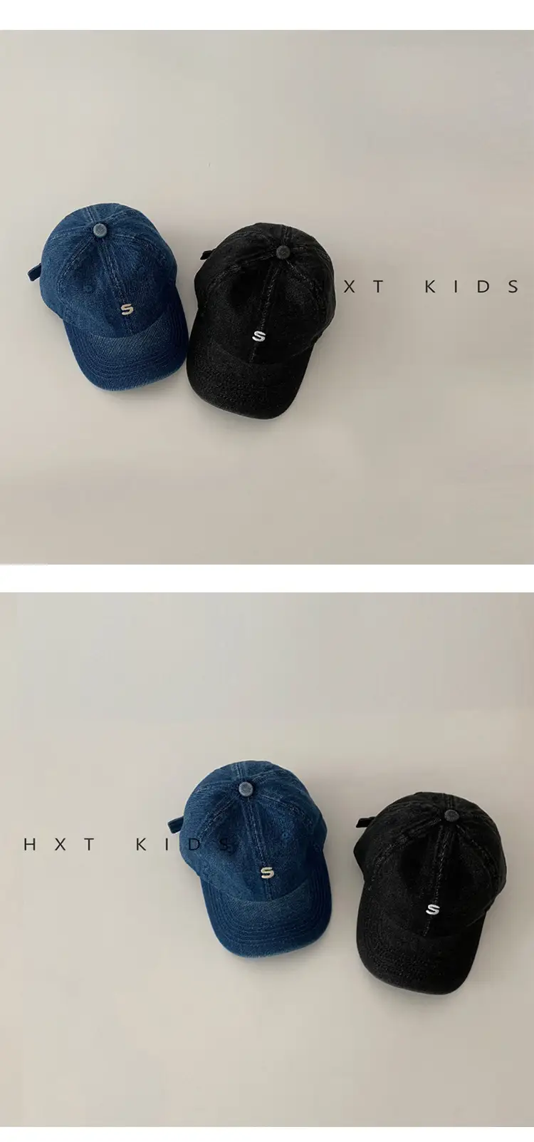 Children's Denim Sunshade Cap with Letter Embroidery — feature 4