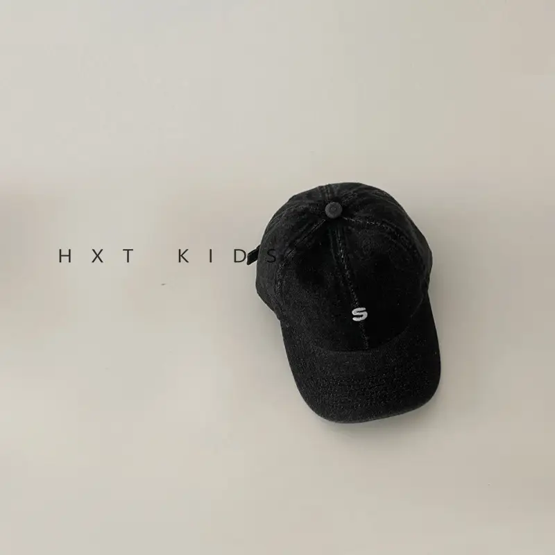 Children's Denim Sunshade Cap with Letter Embroidery - Image 2