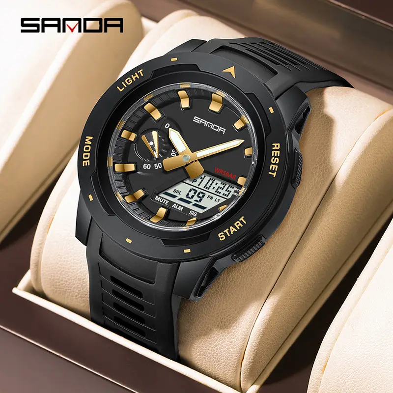 Sanda Black Luminous Electronic Watch for Men