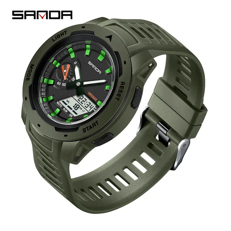 Sanda Black Luminous Electronic Watch for Men