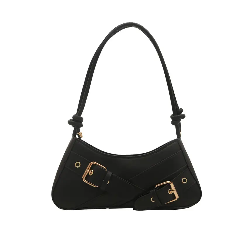 Women's Beige Wax Leather Shoulder Bag with Buckle Strap - Image 12