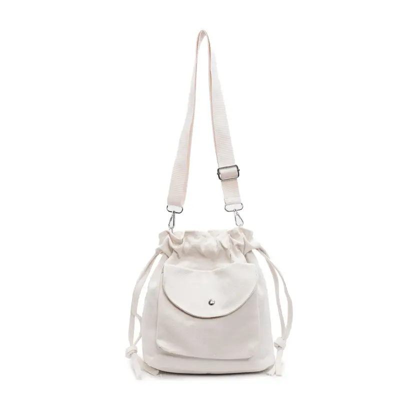 Trendy Women's Tan Bucket Bag with Drawstring Closure - Image 2