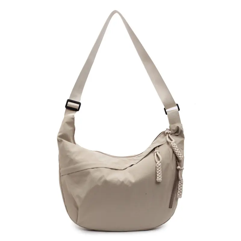 Women's Beige Crossbody Bag with Chain Strap Large Capacity