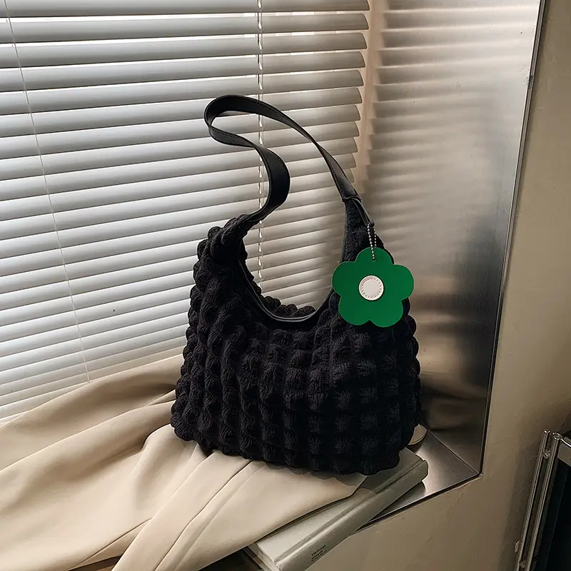 Women's Plaid Underarm Bag White Blue One Shoulder - Image 8