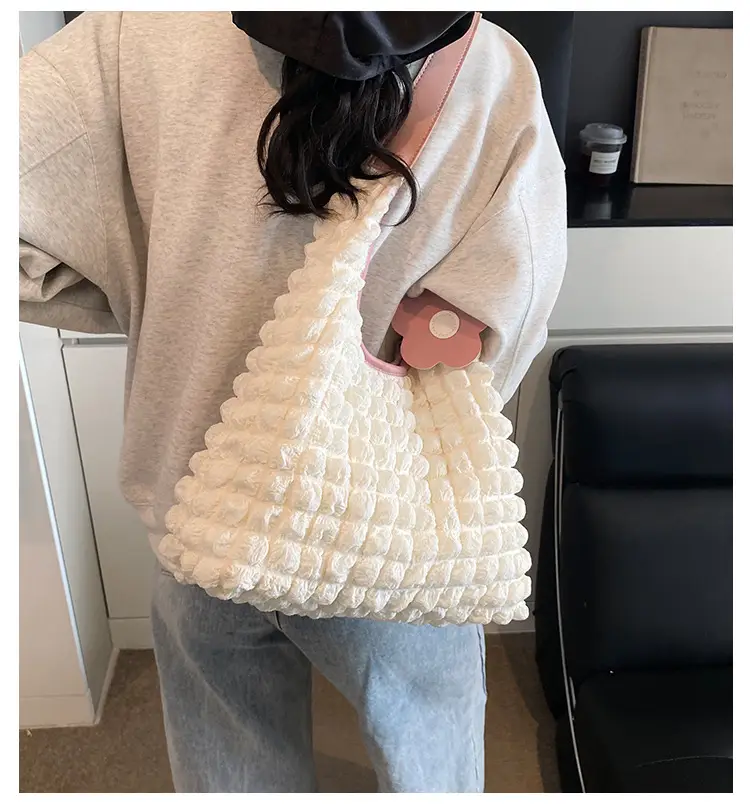 Women's Plaid Underarm Bag White Blue One Shoulder — feature 1