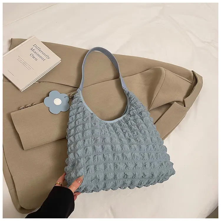 Women's Plaid Underarm Bag White Blue One Shoulder - Image 2