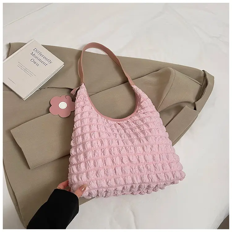 Women's Plaid Underarm Bag White Blue One Shoulder - Image 5