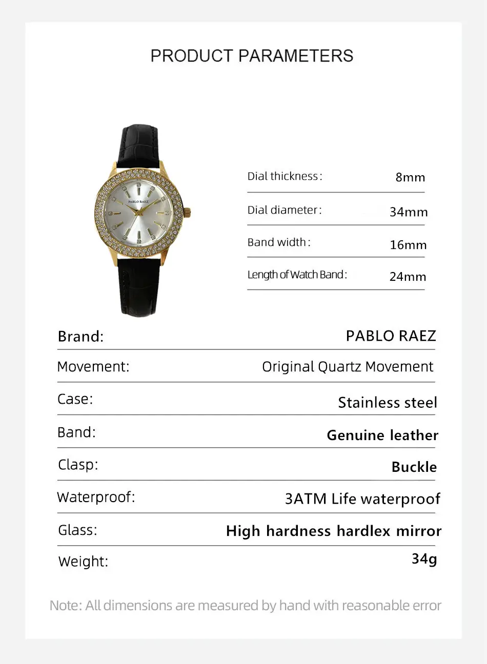 Luxury Full Diamond Women's Watch Gold Black Strap — feature 28