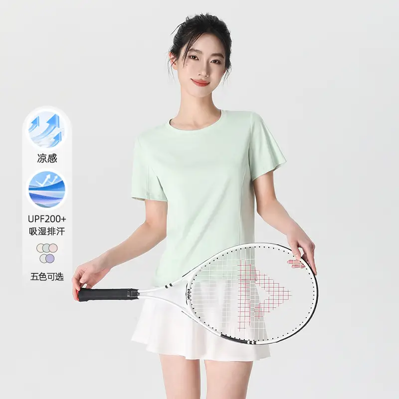 Crewneck Quick-drying Sports Short-sleeved T-shirt Women's Sunscreen Cool 2025 New Early Spring and Summer Loose Breathable Slim Top