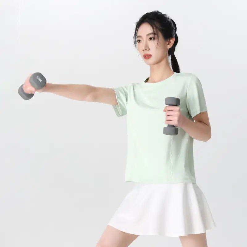 Crewneck Quick-drying Sports Short-sleeved T-shirt Women's Sunscreen Cool 2025 New Early Spring and Summer Loose Breathable Slim Top