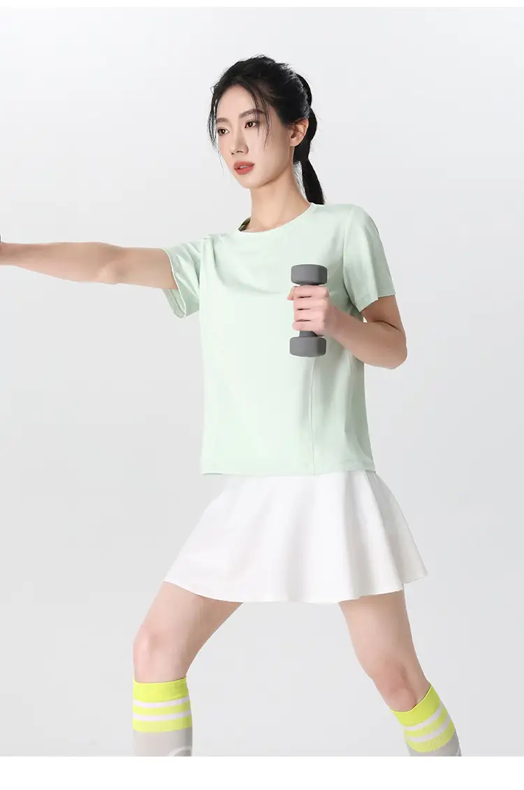 Crewneck Quick-drying Sports Short-sleeved T-shirt Women's Sunscreen Cool 2025 New Early Spring and Summer Loose Breathable Slim Top — feature 30