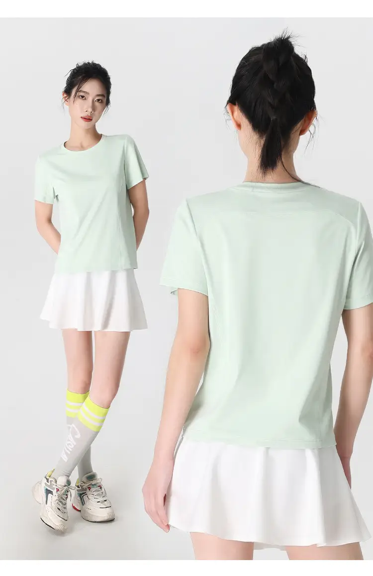 Crewneck Quick-drying Sports Short-sleeved T-shirt Women's Sunscreen Cool 2025 New Early Spring and Summer Loose Breathable Slim Top — feature 6