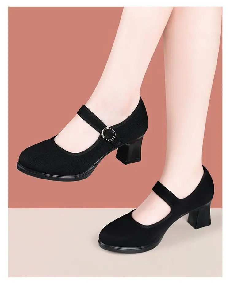 Cheongsam soft-soled cloth shoes model non-slip black 2025 spring new single-layer shoes work shoes high heels dancing mother — feature 10