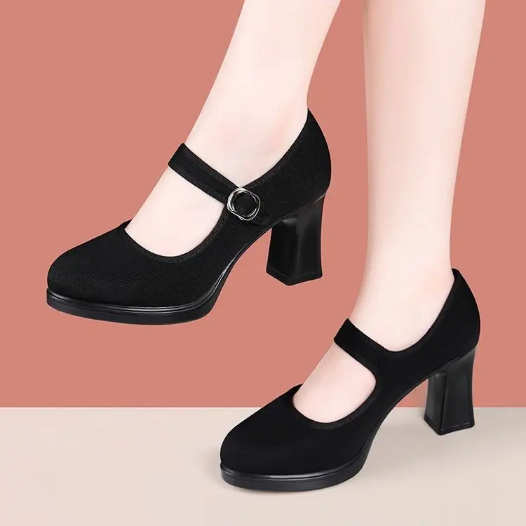 Cheongsam soft-soled cloth shoes model non-slip black 2025 spring new single-layer shoes work shoes high heels dancing mother — feature 2
