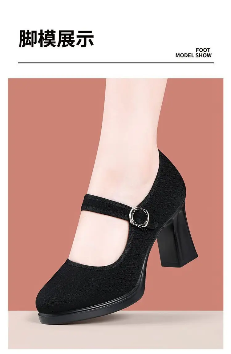 Cheongsam soft-soled cloth shoes model non-slip black 2025 spring new single-layer shoes work shoes high heels dancing mother — feature 6