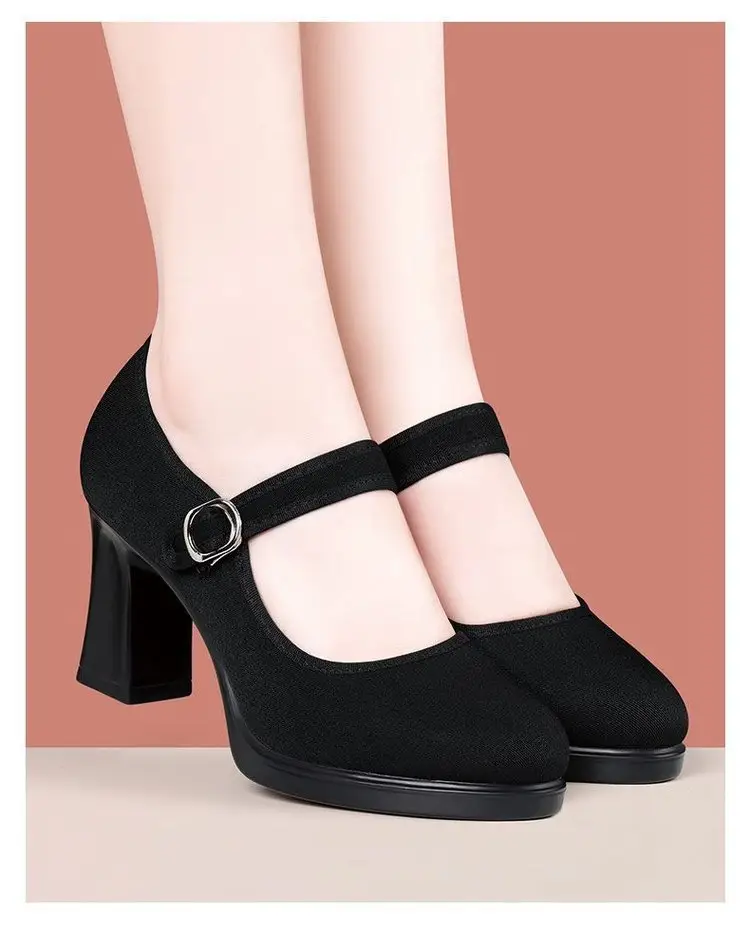 Cheongsam soft-soled cloth shoes model non-slip black 2025 spring new single-layer shoes work shoes high heels dancing mother — feature 8