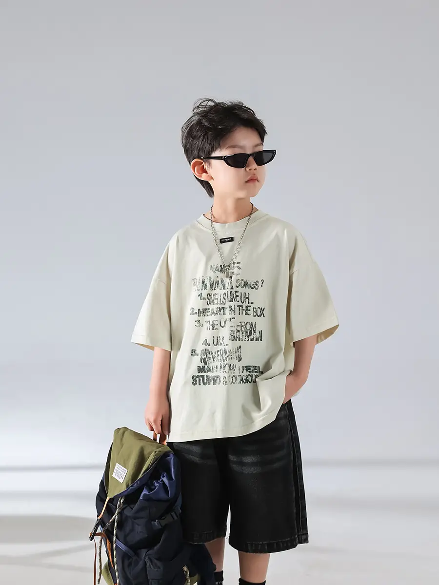 Boys Korean Style Summer Denim Shorts T-Shirt Set — feature 17