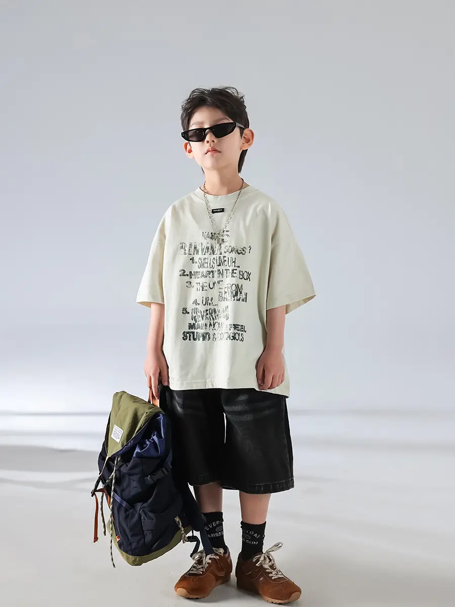 Boys Korean Style Summer Denim Shorts T-Shirt Set — feature 19
