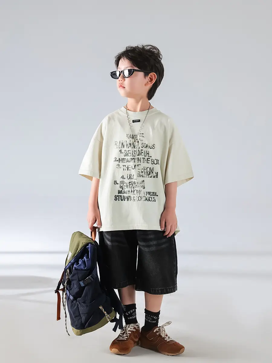 Boys Korean Style Summer Denim Shorts T-Shirt Set — feature 21