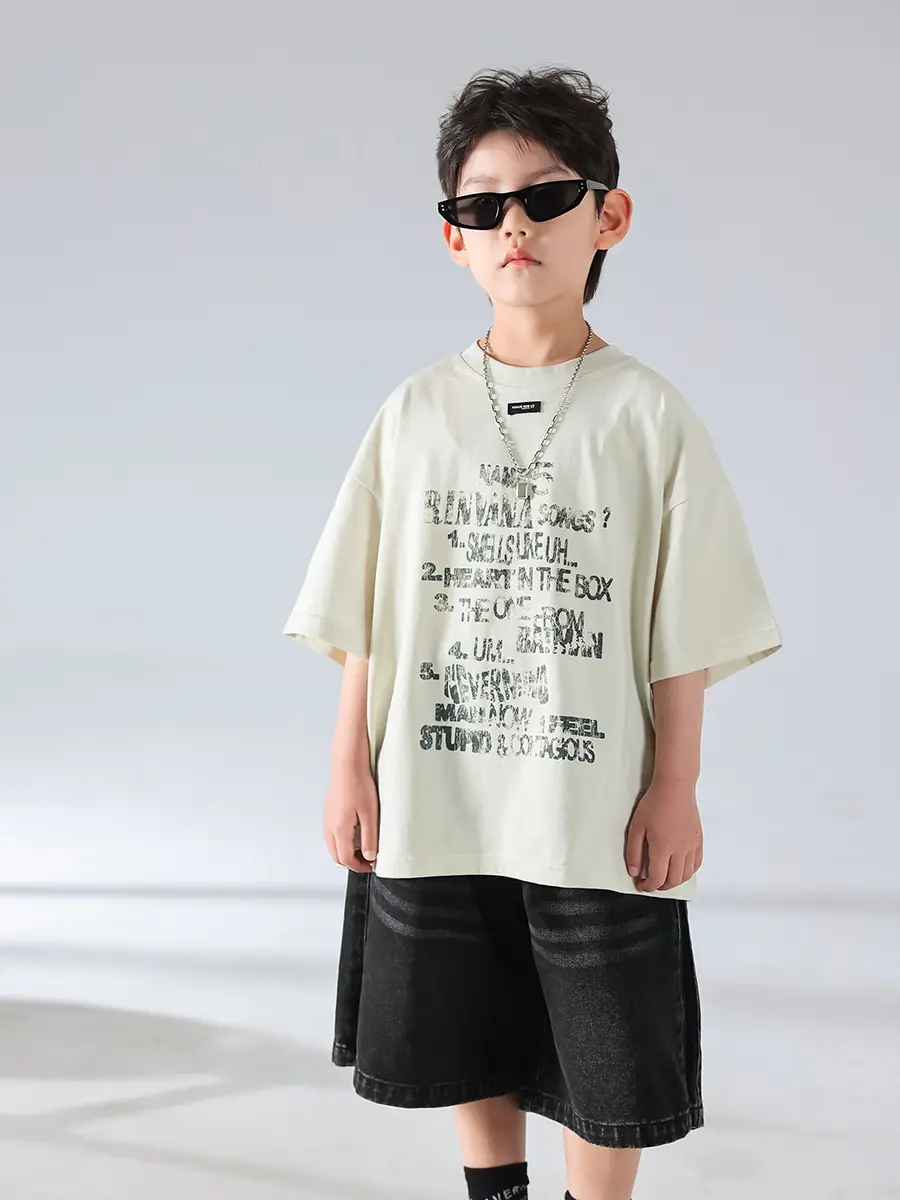 Boys Korean Style Summer Denim Shorts T-Shirt Set — feature 23