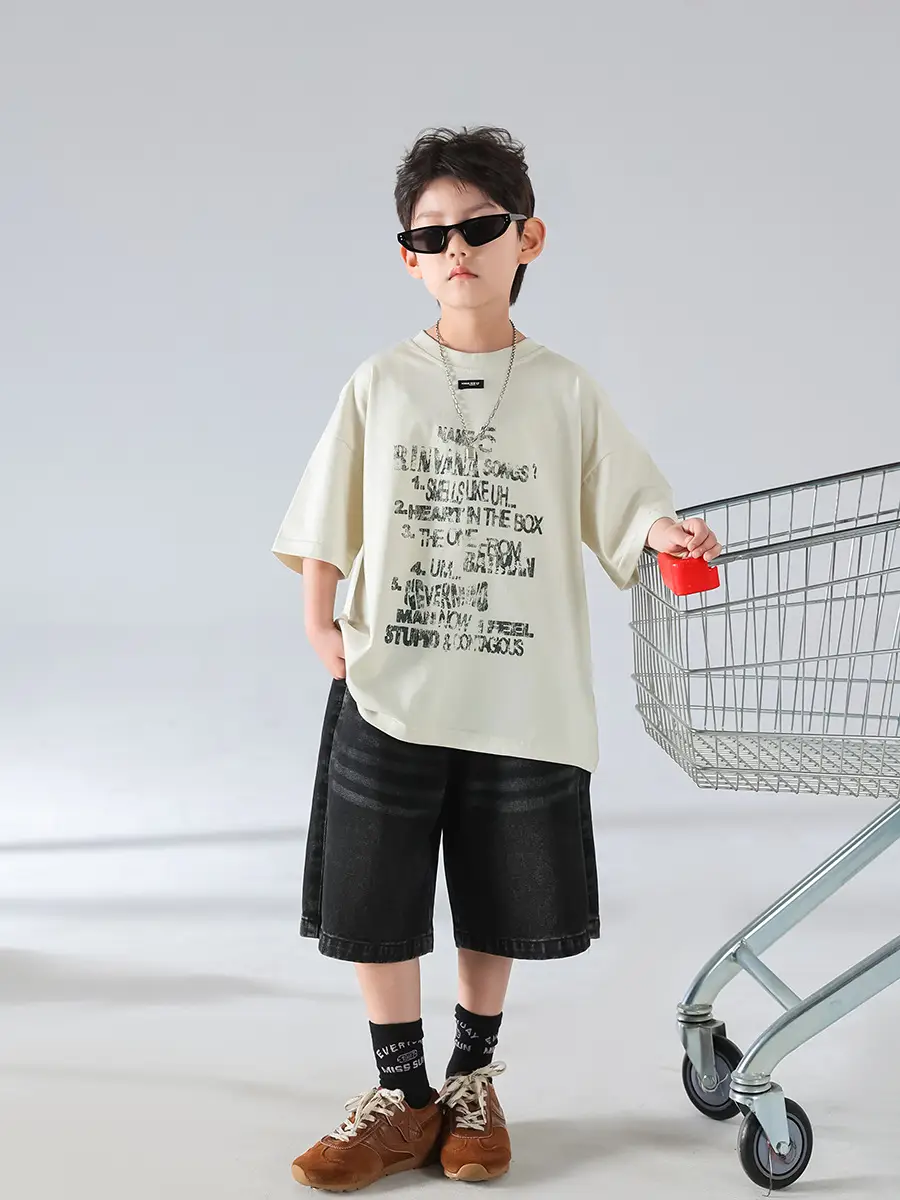 Boys Korean Style Summer Denim Shorts T-Shirt Set — feature 5
