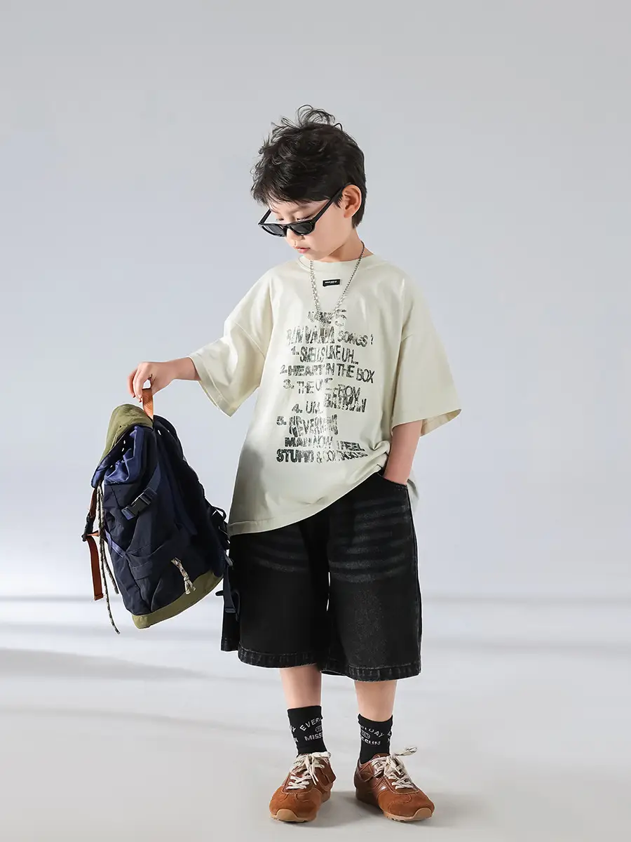 Boys Korean Style Summer Denim Shorts T-Shirt Set — feature 6