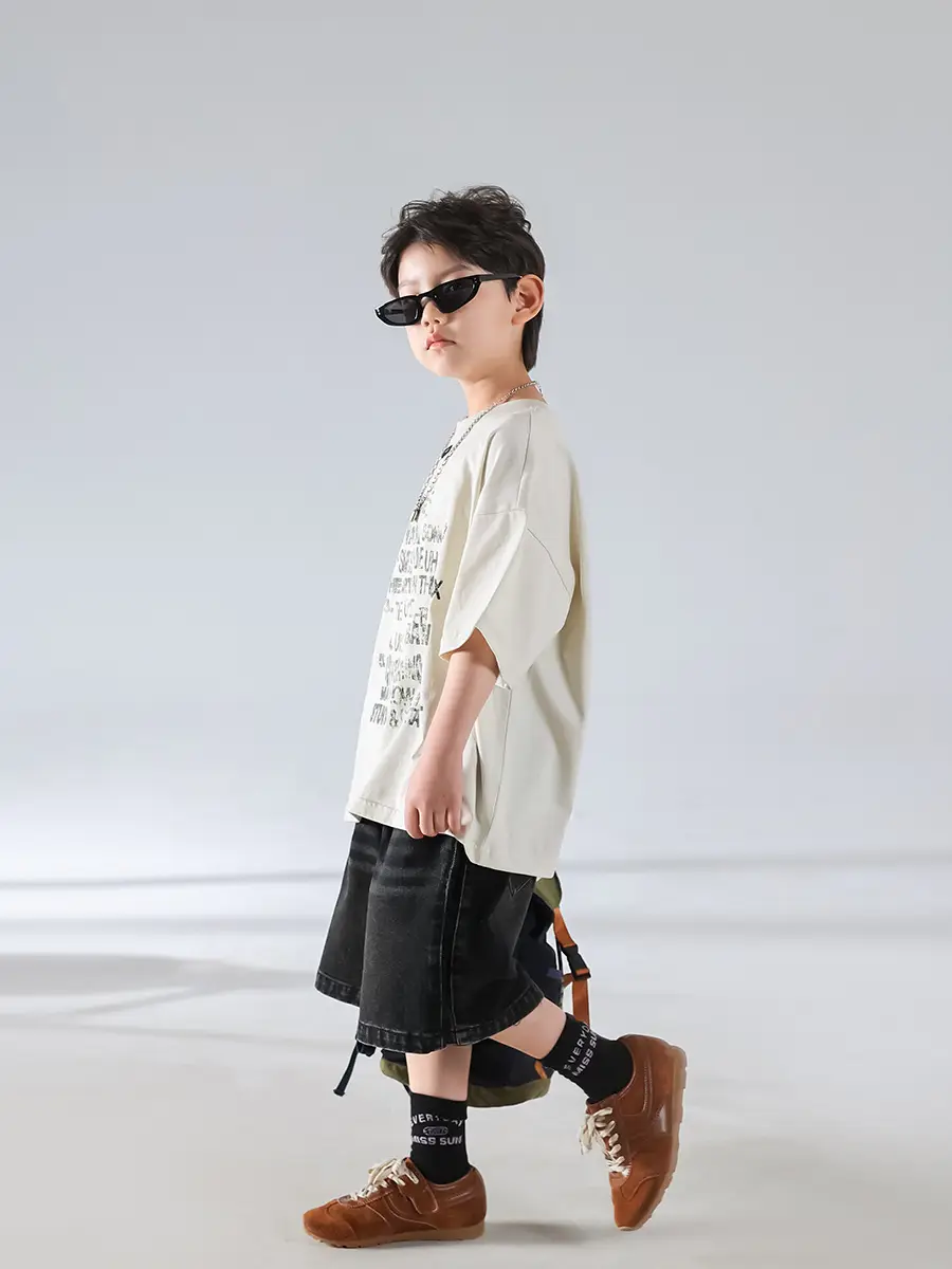 Boys Korean Style Summer Denim Shorts T-Shirt Set — feature 7