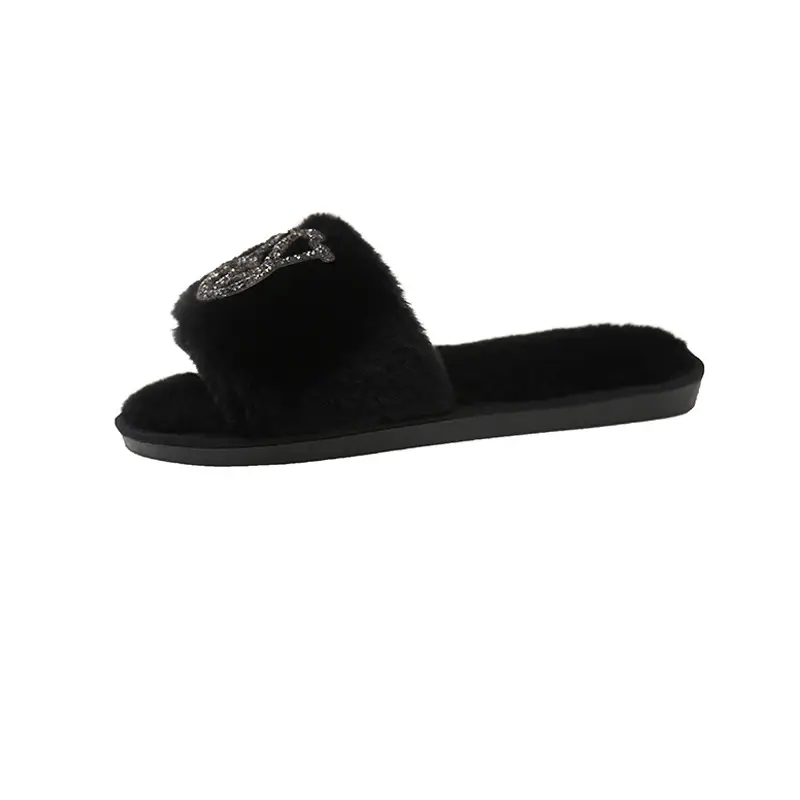 Light Luxury Trendy Brand 2025 Mao Mao Slippers Women's Slippers for Outer Wear Cotton Slippers Home Mao Mao Warm plus size Bright and Flat