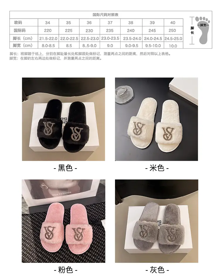 Light Luxury Trendy Brand 2025 Mao Mao Slippers Women's Slippers for Outer Wear Cotton Slippers Home Mao Mao Warm plus size Bright and Flat — feature 3