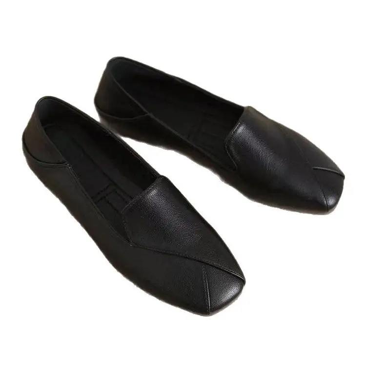 Square Toe Single-layer Shoes Women's Retro Lazy Slip-on British Shoes Red Ins Trendy Soft Bottom All-match Fairy Small Leather Shoes