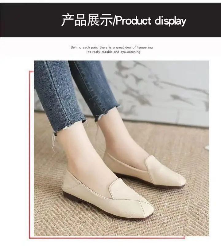 Square Toe Single-layer Shoes Women's Retro Lazy Slip-on British Shoes Red Ins Trendy Soft Bottom All-match Fairy Small Leather Shoes — feature 7