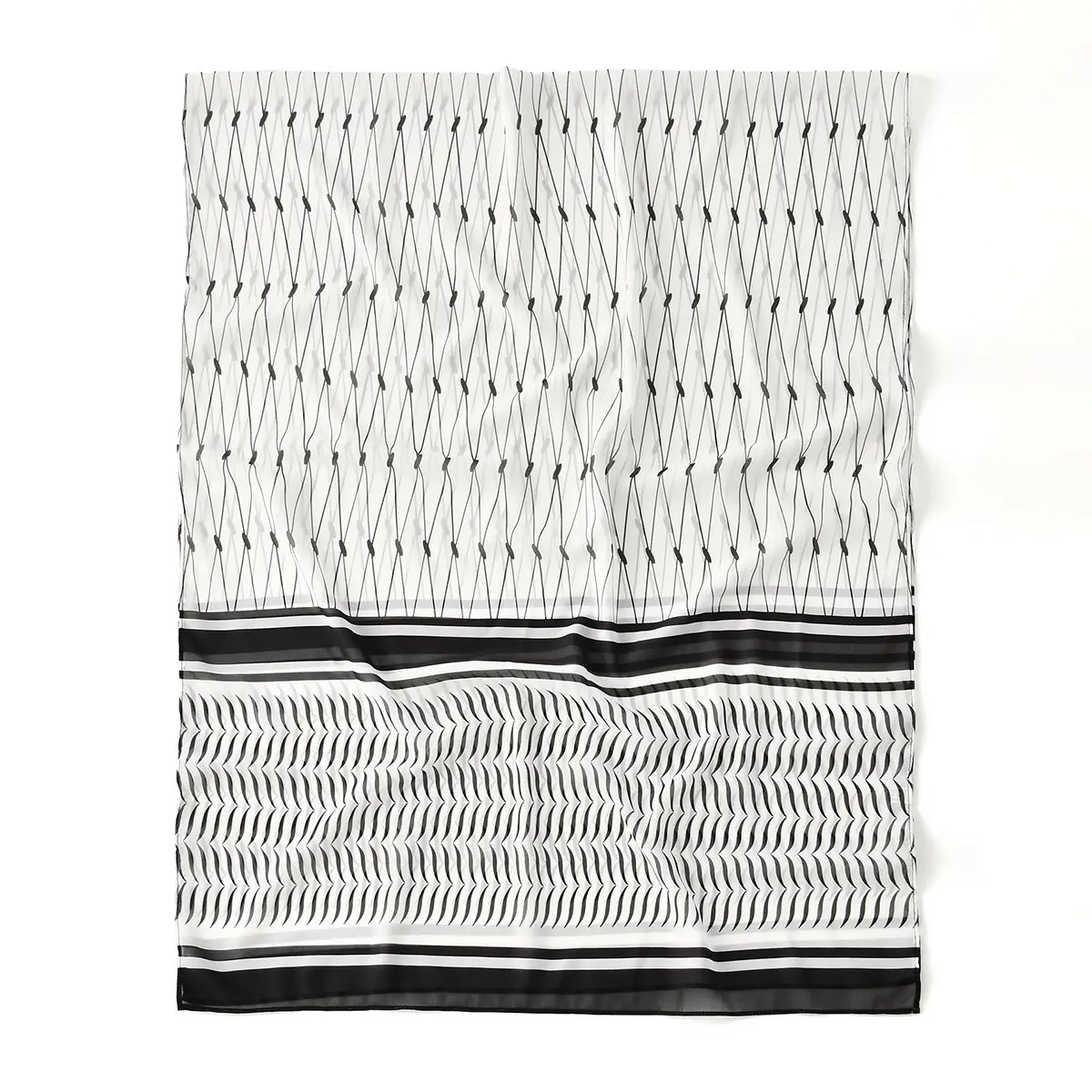 Arabian Chiffon Long Scarf for Women Beige Black — feature 10