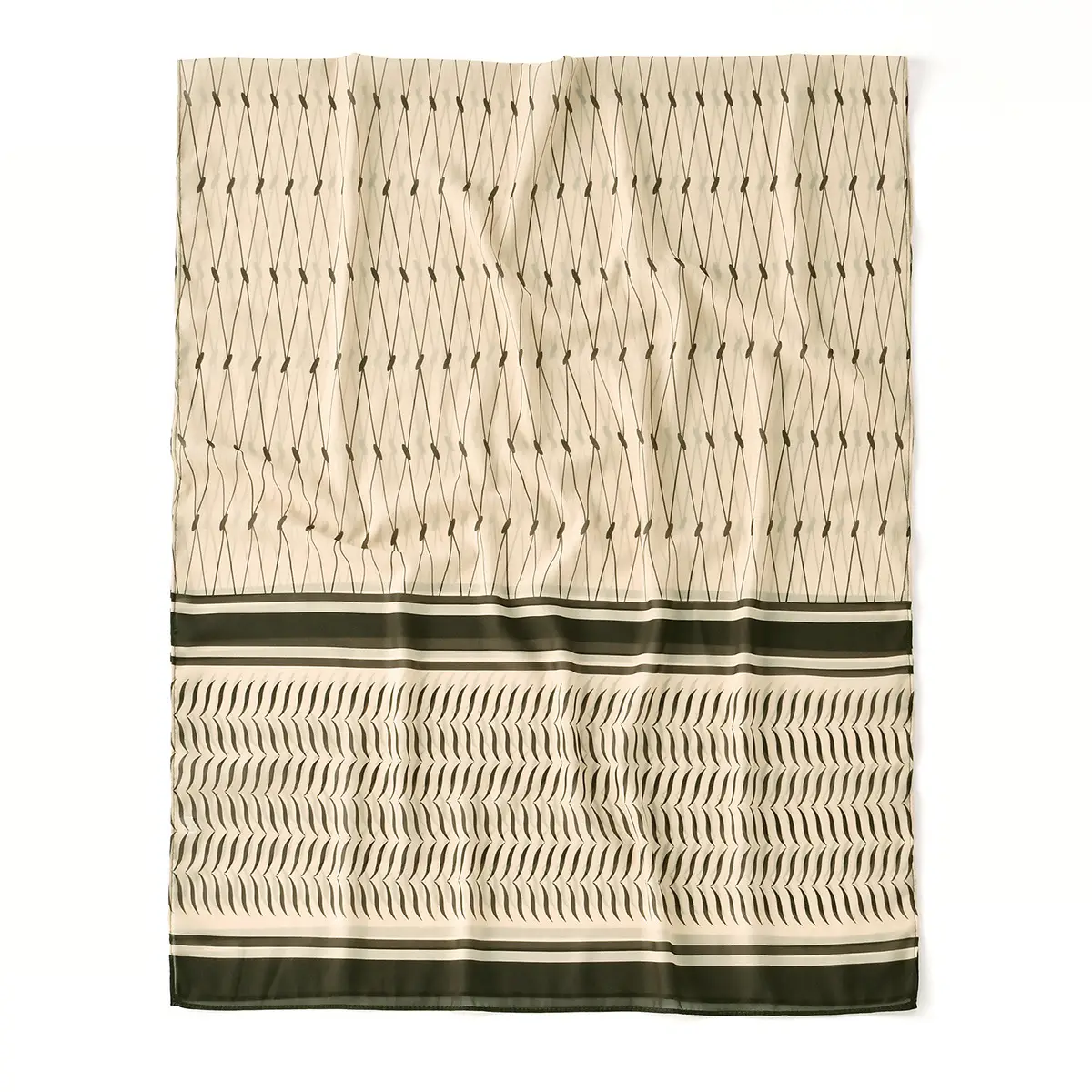 Arabian Chiffon Long Scarf for Women Beige Black — feature 11