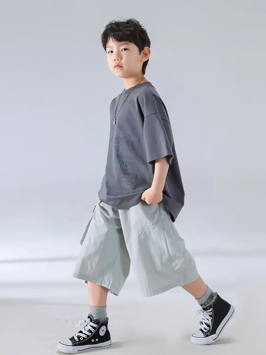Boys Korean Print Short Sleeve T-Shirt White 2025 - Image 5