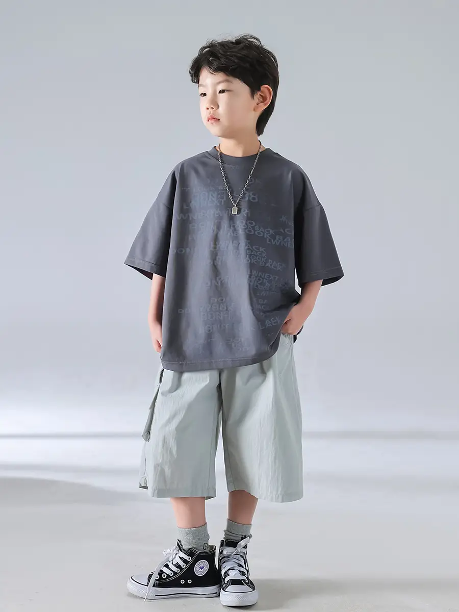 Boys Korean Print Short Sleeve T-Shirt White 2025 - Image 8