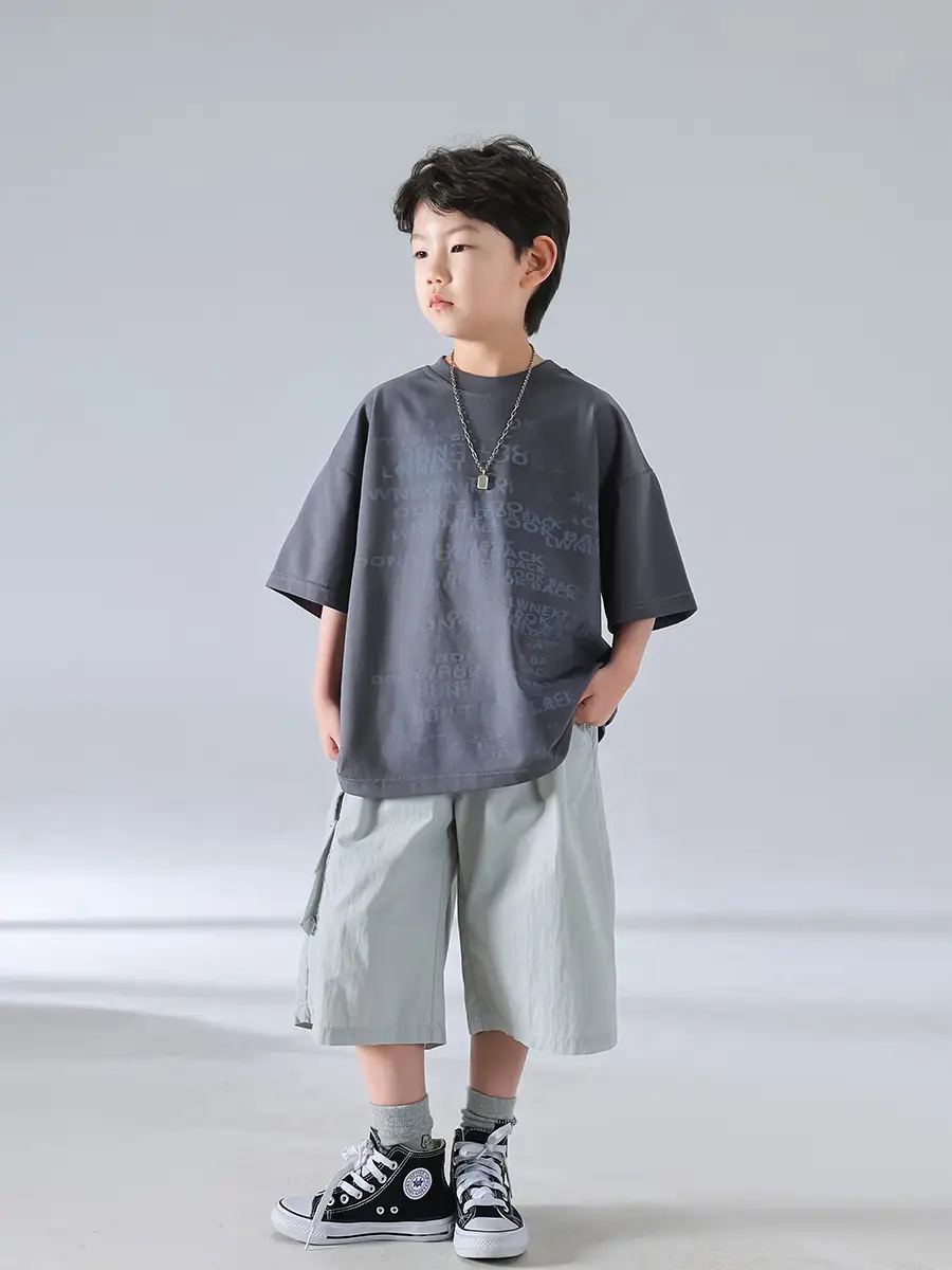 Boys Korean Print Short Sleeve T-Shirt White 2025 — feature 17