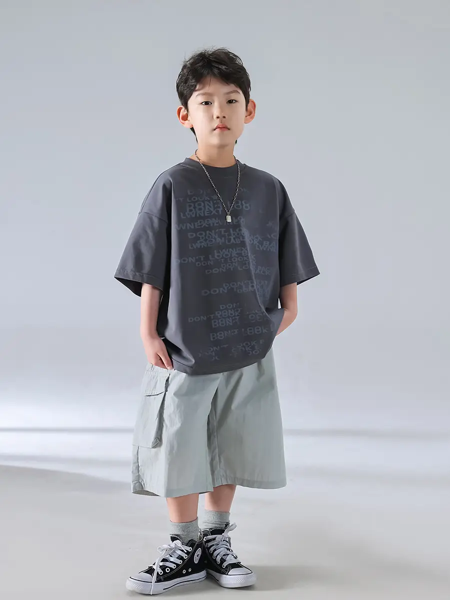 Boys Korean Print Short Sleeve T-Shirt White 2025 — feature 19