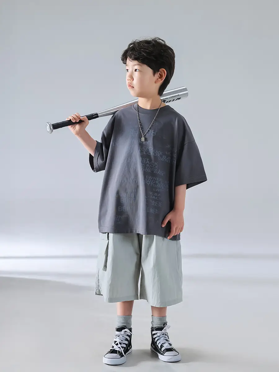 Boys Korean Print Short Sleeve T-Shirt White 2025 — feature 20
