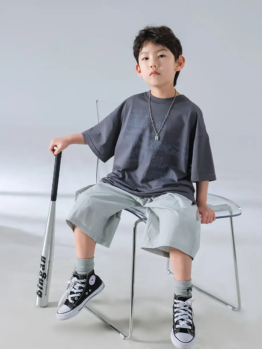 Boys Korean Print Short Sleeve T-Shirt White 2025 — feature 23