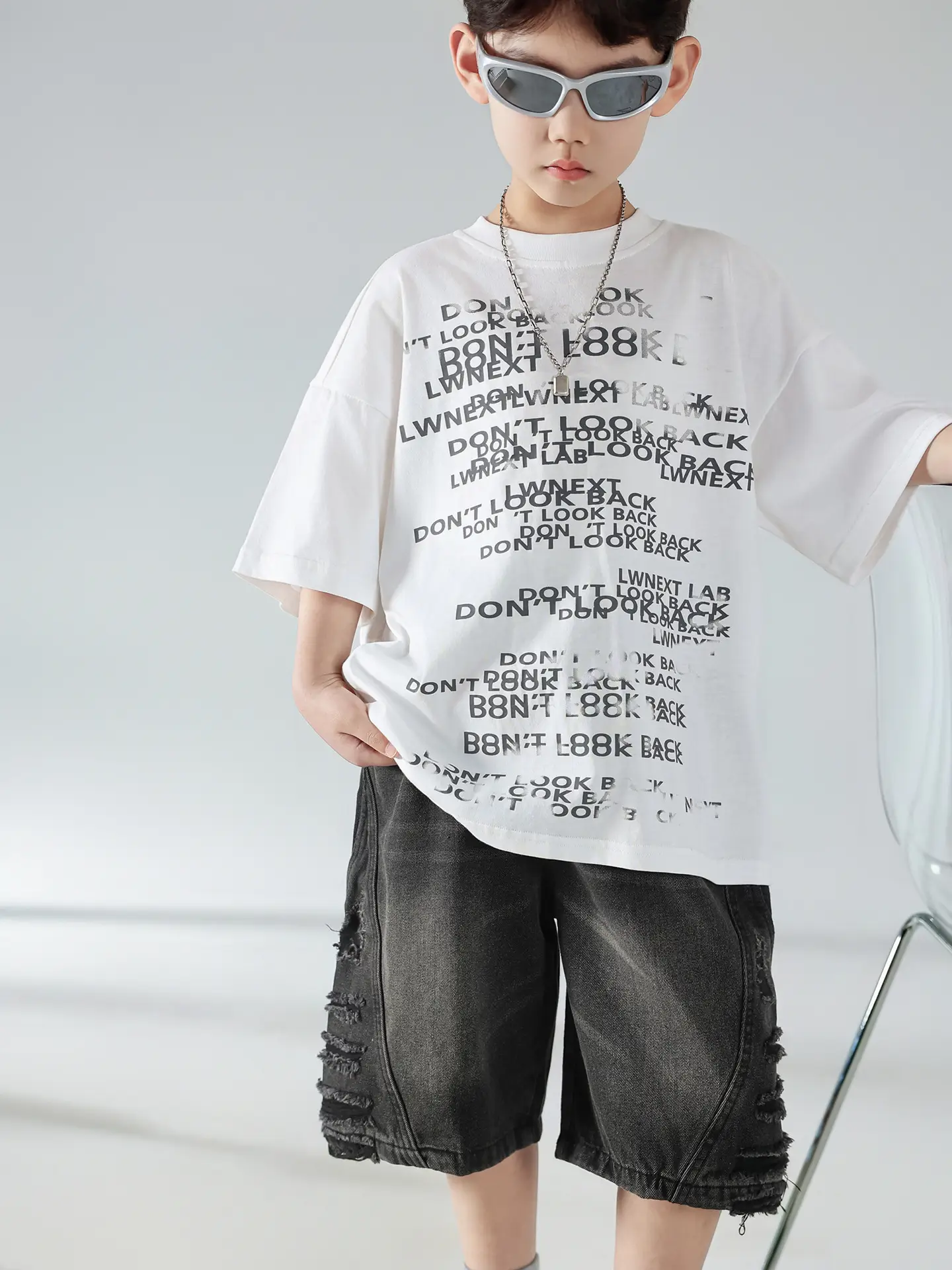Boys Korean Print Short Sleeve T-Shirt White 2025 — feature 29