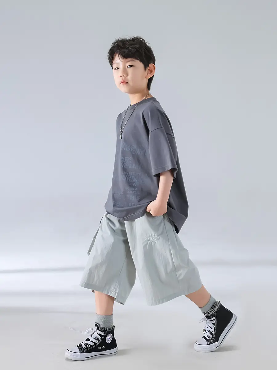 Boys Korean Print Short Sleeve T-Shirt White 2025 — feature 5