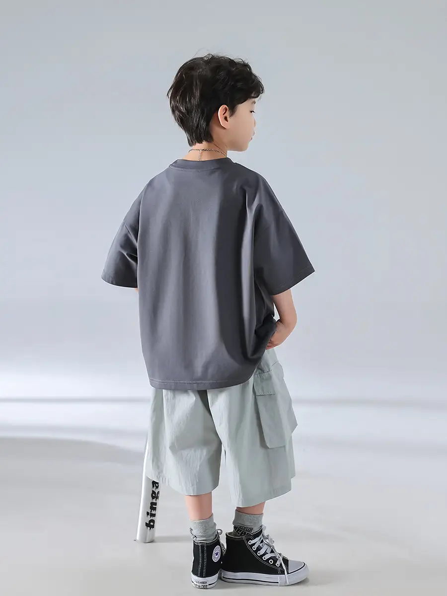Boys Korean Print Short Sleeve T-Shirt White 2025 — feature 6