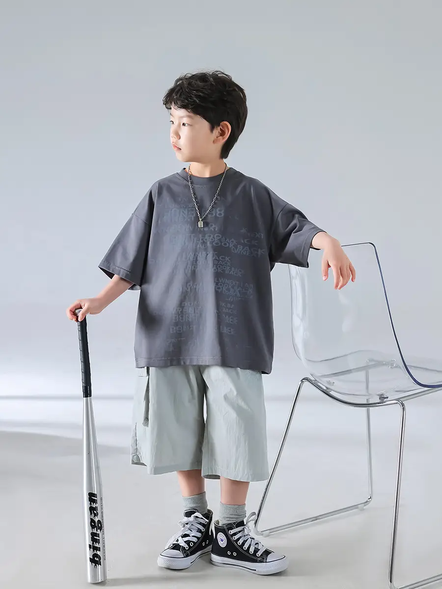 Boys Korean Print Short Sleeve T-Shirt White 2025 — feature 7