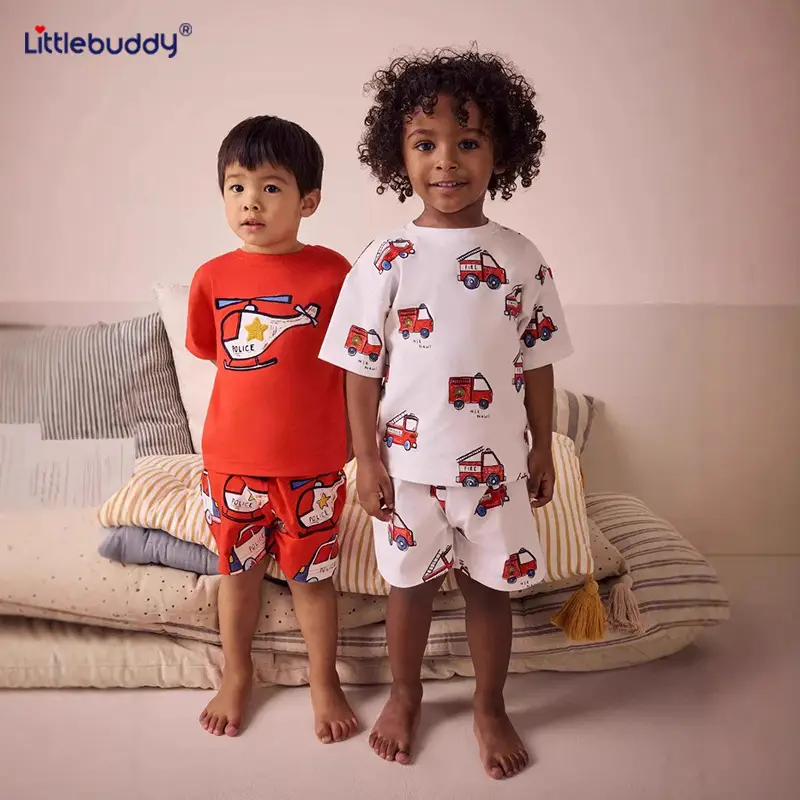 2025 Boys Orange Cartoon Dinosaur T-Shirt Shorts Set - Image 5