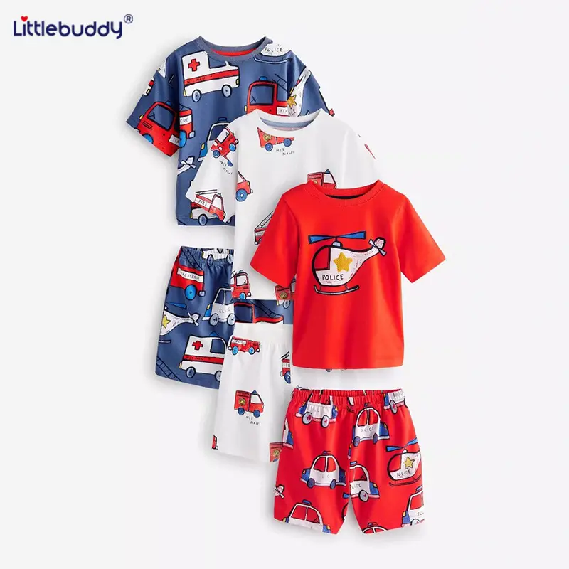 2025 Boys Orange Cartoon Dinosaur T-Shirt Shorts Set - Image 7